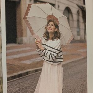 Jilly Box To Spring 2026 Exclusive Fulton Cream and Pink Umbrella Wood Handle